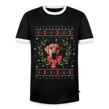 Pull de Noël Broholmer - cadeau - T-shirt contrasté Homme - noir/blanc - Devant - AI Model Female 172 light (172cm) & AI Model Male 178 light (178cm)
