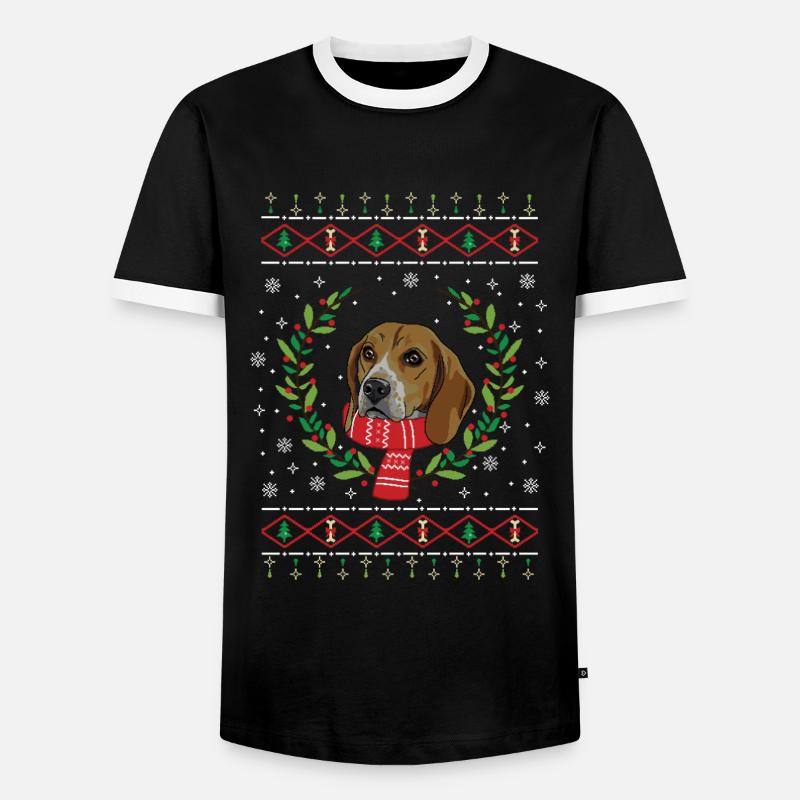 Beagle hässlicher Weihnachtspullover Geschenk - Männer Kontrast-T-Shirt - Schwarz/Weiß