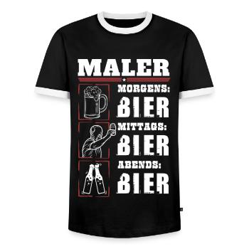 Mon quotidien de peintre - T-shirt contrasté Homme - noir/blanc - Devant - AI Model Female 172 light (172cm) & AI Model Male 178 light (178cm)