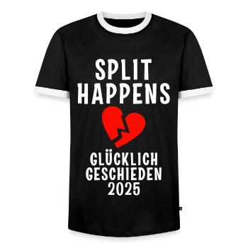 Glücklich geschieden 2025 Scheidung - Männer Kontrast-T-Shirt - Schwarz/Weiß - Vorne - AI Model Female 172 light (172cm) & AI Model Male 178 light (178cm)