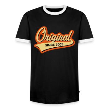 Original Since 2005 (Year Of Birth, Birthday / 3C) - Men's Ringer Shirt - black/white - Front - AI Model Female 172 light (172cm) & AI Model Male 178 light (178cm)