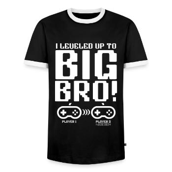 Zum großen Bruder 2025 aufgestiegen - Männer Kontrast-T-Shirt - Schwarz/Weiß - Vorne - AI Model Female 172 light (172cm) & AI Model Male 178 light (178cm)