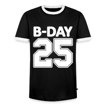 Numéro Shirt 25/25 ans numéro de maillot Bday - T-shirt contrasté Homme - noir/blanc - Devant - AI Model Female 172 light (172cm) & AI Model Male 178 light (178cm)