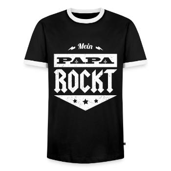 Mein Papa rockt - Männer Kontrast-T-Shirt - Schwarz/Weiß - Vorne - AI Model Female 172 light (172cm) & AI Model Male 178 light (178cm)