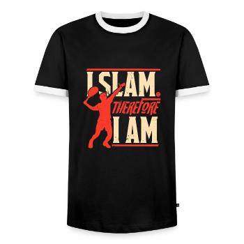 Je claque donc je suis - Tennis Serve Sport - T-shirt contrasté Homme - noir/blanc - Devant - AI Model Female 172 light (172cm) & AI Model Male 178 light (178cm)