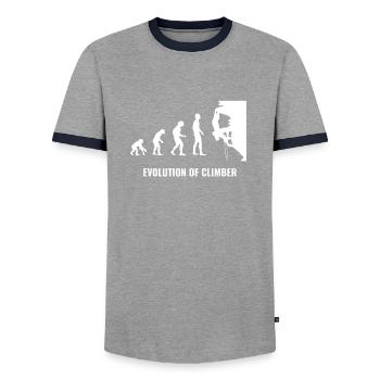 Klettern Sport Felsen Berg Natur Evolution weiss - Männer Kontrast-T-Shirt - Grau/Navy  - Vorne - AI Model Female 172 light (172cm) & AI Model Male 178 light (178cm)