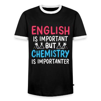L'anglais drôle est important La chimie est - T-shirt contrasté Homme - noir/blanc - Devant - AI Model Female 172 light (172cm) & AI Model Male 178 light (178cm)