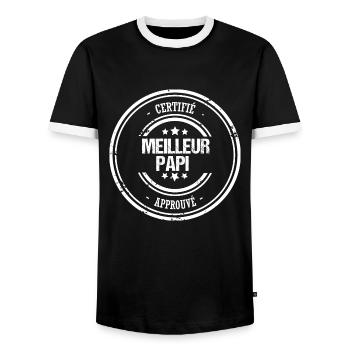 Papi - Cadeau - Meilleur - Certifié - Approuvé - T-shirt contrasté Homme - noir/blanc - Devant - AI Model Female 172 light (172cm) & AI Model Male 178 light (178cm)