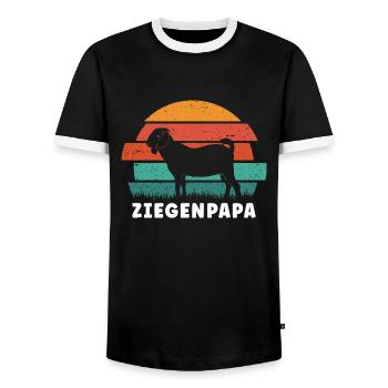 Ziegenpapa Ziege Ziegenbock Ziegenzucht - Männer Kontrast-T-Shirt - Schwarz/Weiß - Vorne - AI Model Female 172 light (172cm) & AI Model Male 178 light (178cm)