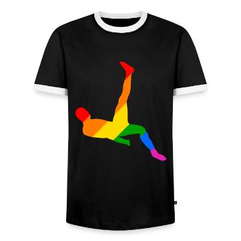 Rainbow Soccer Player - Männer Kontrast-T-Shirt - Schwarz/Weiß - Vorne - AI Model Female 172 light (172cm) & AI Model Male 178 light (178cm)
