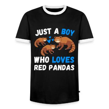 Cadeau de louveteau chinois Panda rouge - T-shirt contrasté Homme - noir/blanc - Devant - AI Model Female 172 light (172cm) & AI Model Male 178 light (178cm)