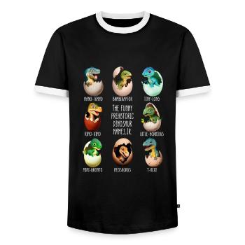 Baby dinos in the egg - Men's Ringer Shirt - black/white - Front - AI Model Female 172 light (172cm) & AI Model Male 178 light (178cm)