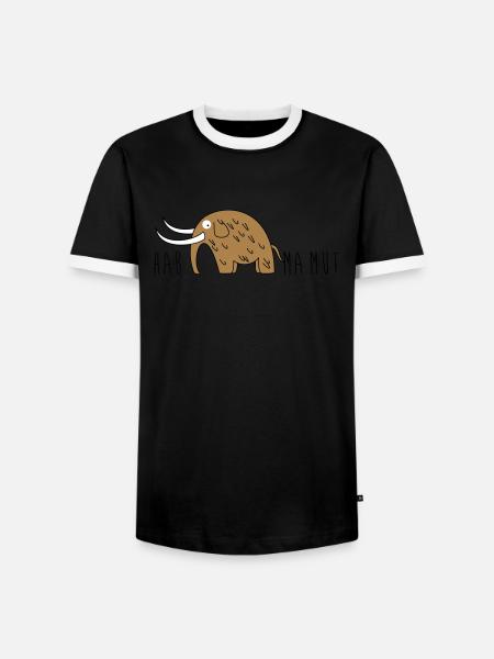 Mammut und Mut - Männer Kontrast-T-Shirt - Schwarz/Weiß