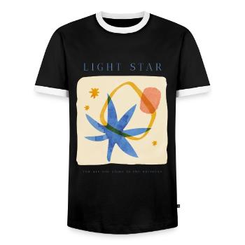 Star Quote - Men's Ringer Shirt - black/white - Front - AI Model Female 172 light (172cm) & AI Model Male 178 light (178cm)