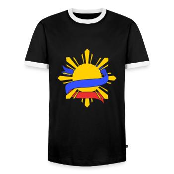 Philippinisch Philippinen - Männer Kontrast-T-Shirt - Schwarz/Weiß - Vorne - AI Model Female 172 light (172cm) & AI Model Male 178 light (178cm)