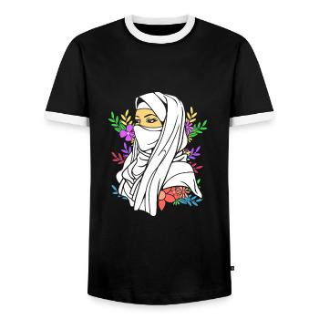 Musulman Islam Musulman Musulman Aïd Moubarak - T-shirt contrasté Homme - noir/blanc - Devant - AI Model Female 172 light (172cm) & AI Model Male 178 light (178cm)