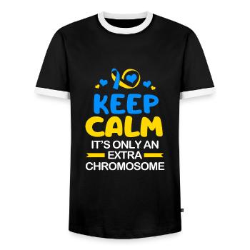 Down syndrome - Men's Ringer Shirt - black/white - Front - AI Model Female 172 light (172cm) & AI Model Male 178 light (178cm)