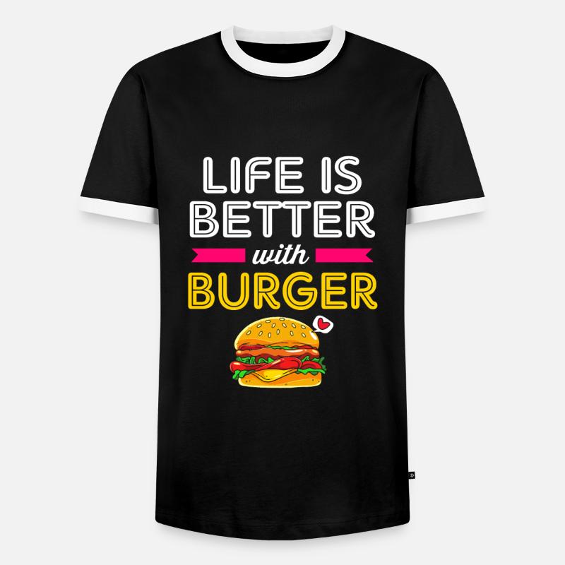 Cheeseburger - Men's Ringer Shirt - black/white