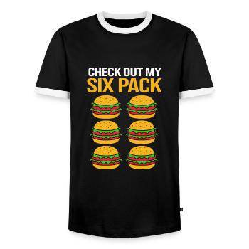 Cheeseburger Six Pack - Männer Kontrast-T-Shirt - Schwarz/Weiß - Vorne - AI Model Female 172 light (172cm) & AI Model Male 178 light (178cm)
