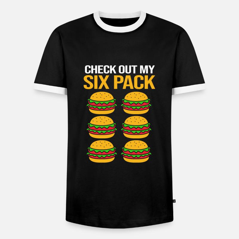 Cheeseburger Six Pack - Men's Ringer Shirt - black/white