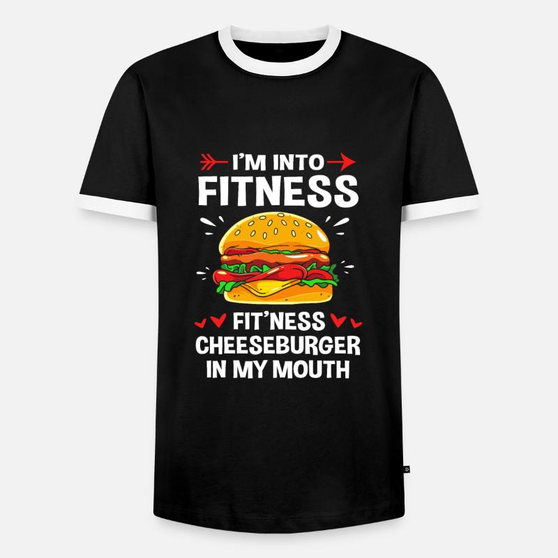 Cheeseburger Burger - Men's Ringer Shirt - black/white