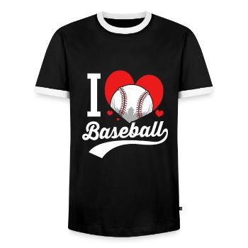 Baseball - Men's Ringer Shirt - black/white - Front - AI Model Female 172 light (172cm) & AI Model Male 178 light (178cm)