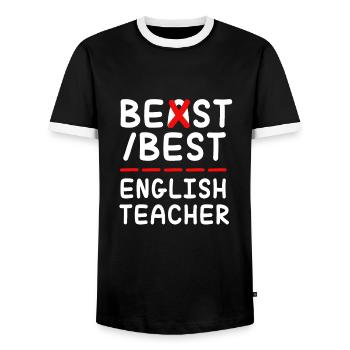 Englischlehrerin Englisch Lehrer - Männer Kontrast-T-Shirt - Schwarz/Weiß - Vorne - AI Model Female 172 light (172cm) & AI Model Male 178 light (178cm)
