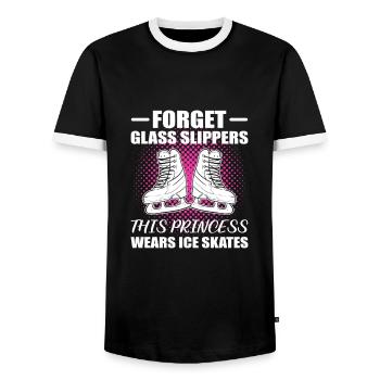 Schlittschuh Schlittschuhlaufen Eislauf - Männer Kontrast-T-Shirt - Schwarz/Weiß - Vorne - AI Model Female 172 light (172cm) & AI Model Male 178 light (178cm)