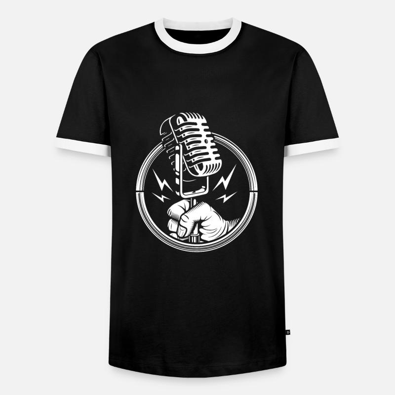 Karaoke Microphone - Men's Ringer Shirt - black/white