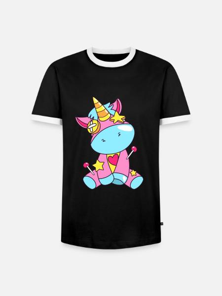 Voodoo Einhorn - Männer Kontrast-T-Shirt - Schwarz/Weiß