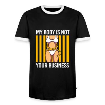 Body Positivity - Männer Kontrast-T-Shirt - Schwarz/Weiß - Vorne - AI Model Female 172 light (172cm) & AI Model Male 178 light (178cm)