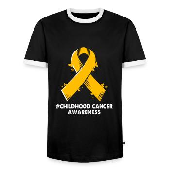 Cancer Child - Men's Ringer Shirt - black/white - Front - AI Model Female 172 light (172cm) & AI Model Male 178 light (178cm)