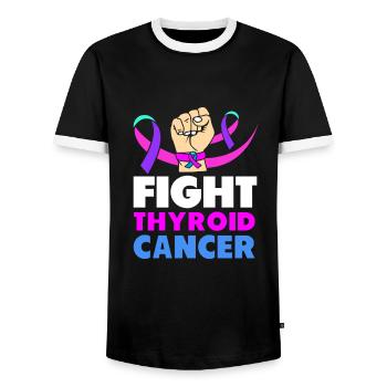 Schilddrüsenkrebs Krebs Schilddrüse - Männer Kontrast-T-Shirt - Schwarz/Weiß - Vorne - AI Model Female 172 light (172cm) & AI Model Male 178 light (178cm)