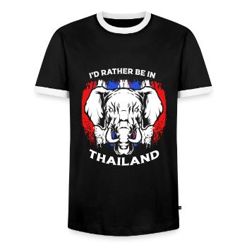 Thailand Thai Language - Men's Ringer Shirt - black/white - Front - AI Model Female 172 light (172cm) & AI Model Male 178 light (178cm)