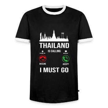 Thaïlande Langue thaïlandaise - T-shirt contrasté Homme - noir/blanc - Devant - AI Model Female 172 light (172cm) & AI Model Male 178 light (178cm)