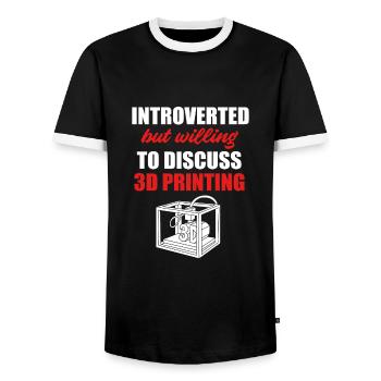 3D Printing - Men's Ringer Shirt - black/white - Front - AI Model Female 172 light (172cm) & AI Model Male 178 light (178cm)