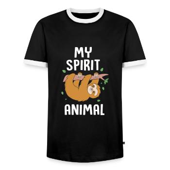 Sloth - Men's Ringer Shirt - black/white - Front - AI Model Female 172 light (172cm) & AI Model Male 178 light (178cm)