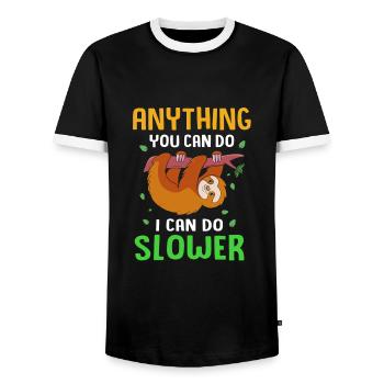 Sloth - Men's Ringer Shirt - black/white - Front - AI Model Female 172 light (172cm) & AI Model Male 178 light (178cm)