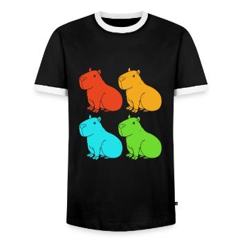 Capybara - Männer Kontrast-T-Shirt - Schwarz/Weiß - Vorne - AI Model Female 172 light (172cm) & AI Model Male 178 light (178cm)