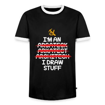 architect - Men's Ringer Shirt - black/white - Front - AI Model Female 172 light (172cm) & AI Model Male 178 light (178cm)