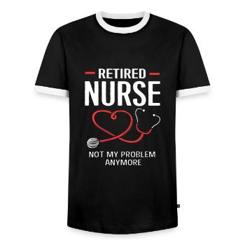 Pension d’infirmière - T-shirt contrasté Homme - noir/blanc - Devant - AI Model Female 172 light (172cm) & AI Model Male 178 light (178cm)