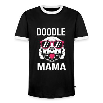 Goldendoodle - Men's Ringer Shirt - black/white - Front - AI Model Female 172 light (172cm) & AI Model Male 178 light (178cm)