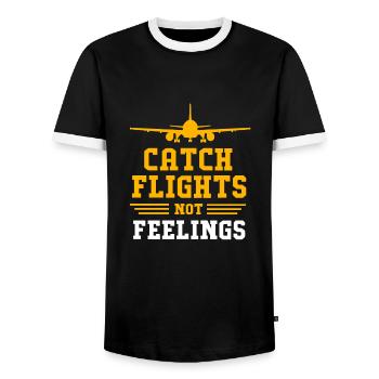 Air traffic controller - Men's Ringer Shirt - black/white - Front - AI Model Female 172 light (172cm) & AI Model Male 178 light (178cm)
