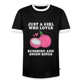 onion - Men's Ringer Shirt - black/white - Front - AI Model Female 172 light (172cm) & AI Model Male 178 light (178cm)