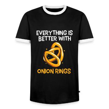 Onion - Men's Ringer Shirt - black/white - Front - AI Model Female 172 light (172cm) & AI Model Male 178 light (178cm)