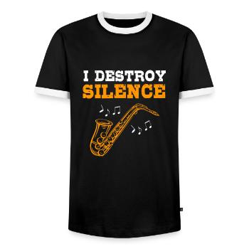Saxophon Saxophonist - Männer Kontrast-T-Shirt - Schwarz/Weiß - Vorne - AI Model Female 172 light (172cm) & AI Model Male 178 light (178cm)
