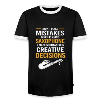 Saxophon Saxophonist - Männer Kontrast-T-Shirt - Schwarz/Weiß - Vorne - AI Model Female 172 light (172cm) & AI Model Male 178 light (178cm)