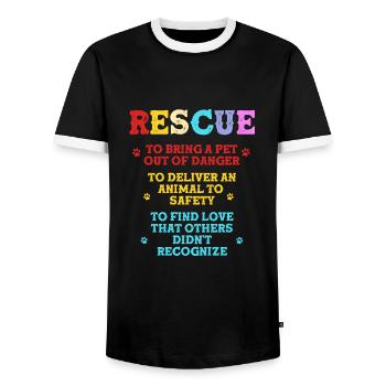 Dog Rescue Animal Rights Animal Rescue Animal Shelter - Men's Ringer Shirt - black/white - Front - AI Model Female 172 light (172cm) & AI Model Male 178 light (178cm)
