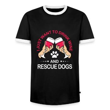 Dog Rescue Animal Rights Animal Rescue Animal Shelter - Men's Ringer Shirt - black/white - Front - AI Model Female 172 light (172cm) & AI Model Male 178 light (178cm)