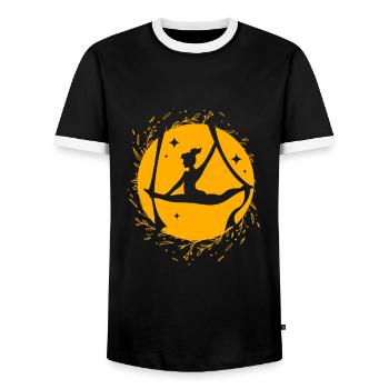 Aerial Yoga Air Yoga - Men's Ringer Shirt - black/white - Front - AI Model Female 172 light (172cm) & AI Model Male 178 light (178cm)